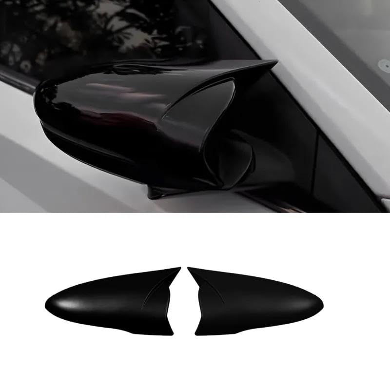 Batman Style Mirror Covers | Compatible with Hyundai Alcazar, Creta, Exter, i20 & Verna | Gloss Black | Set of 2