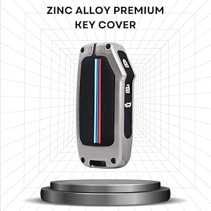Premium Zinc Alloy Key Cover with Silicone Shell for Kia Seltos | Sonet 2023-2024 | Carens | 3-Button Remote Key