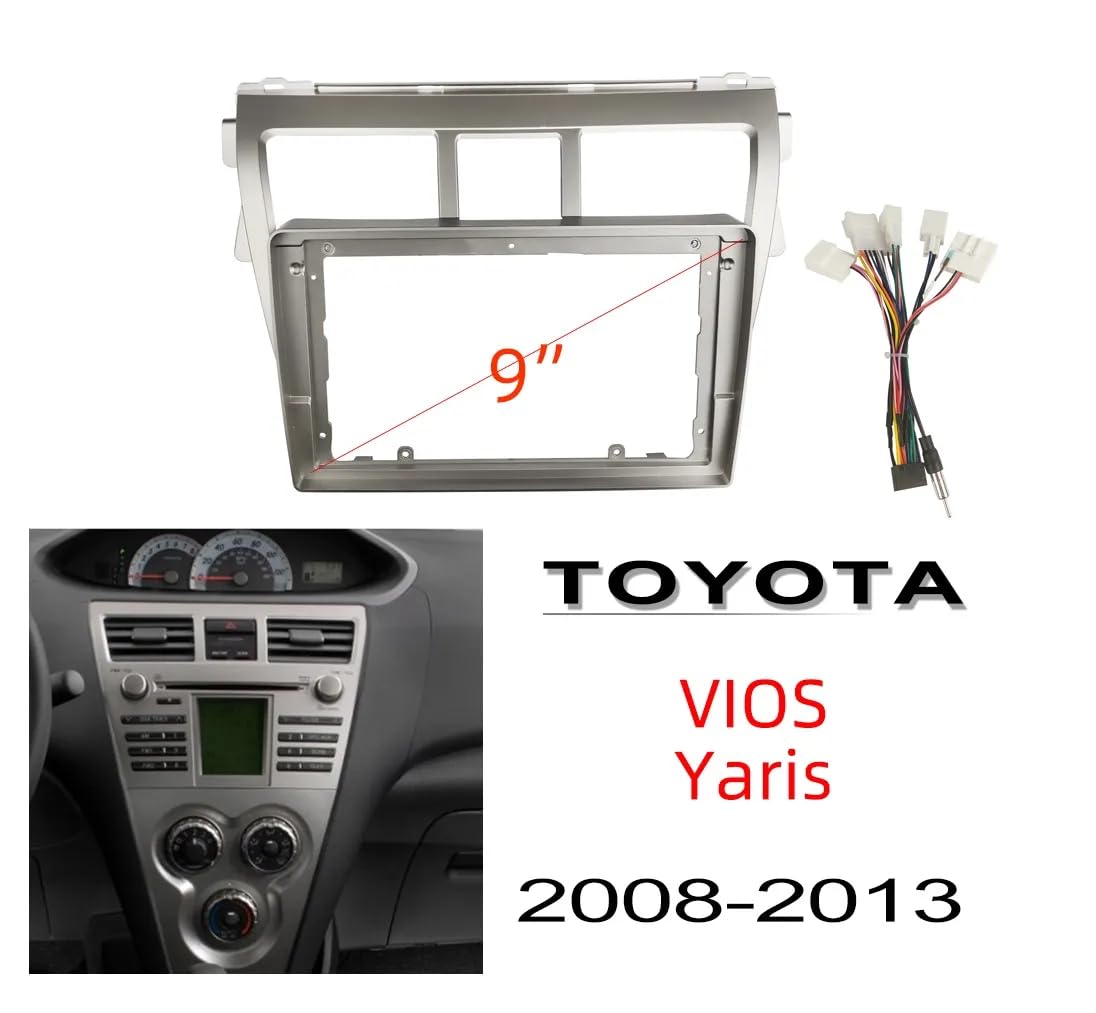 Android Frame 9 inch (Suitable for Base Model Toyota Yaris) Toyota Car Stereo Frame with Wiring