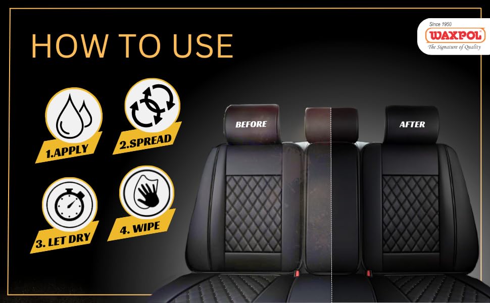 Waxpol Vinyl & Leather Polish 125 ml For Cleaning, Shine & Protection for Car & Bike Seats, Dashboard, Leather Goods ,Jacket, Handbag, Wallet, Belt