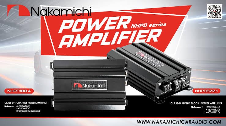 Nakamichi NHPD100.4 Class D 4-Channel Car Amplifier | 2800W Max | 100W RMS x 4 at 4Ω