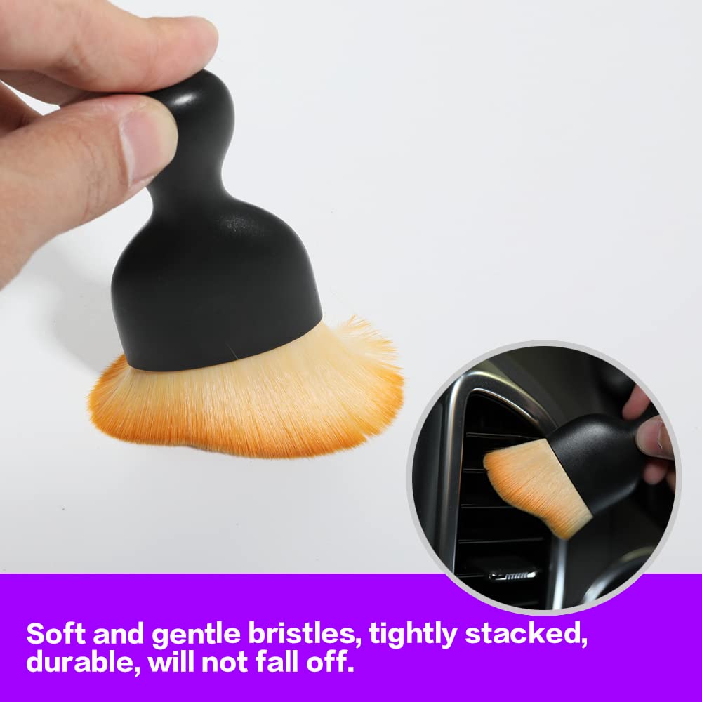 Car Interior Dust Brush,Auto Detailing Brushes,Soft Bristle Cleaning Brush,Car Detailing Brush Dusting Tool for Air Conditioner Vents, Leather,Leather,Scratch Free