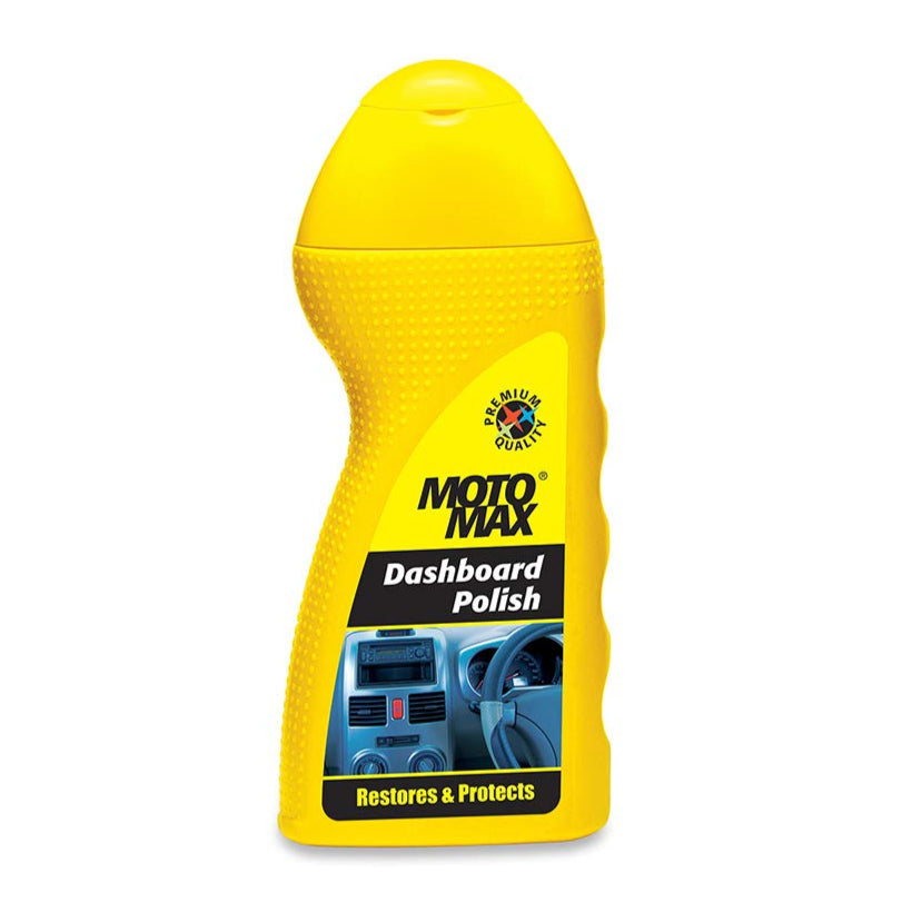 Motomax Dashboard Polish,100ml. Restore, shine dull dashboards. Protect from UV rays, cracking, fading & sun heat. Safe on tyre, rubber, plastic, vinyl parts