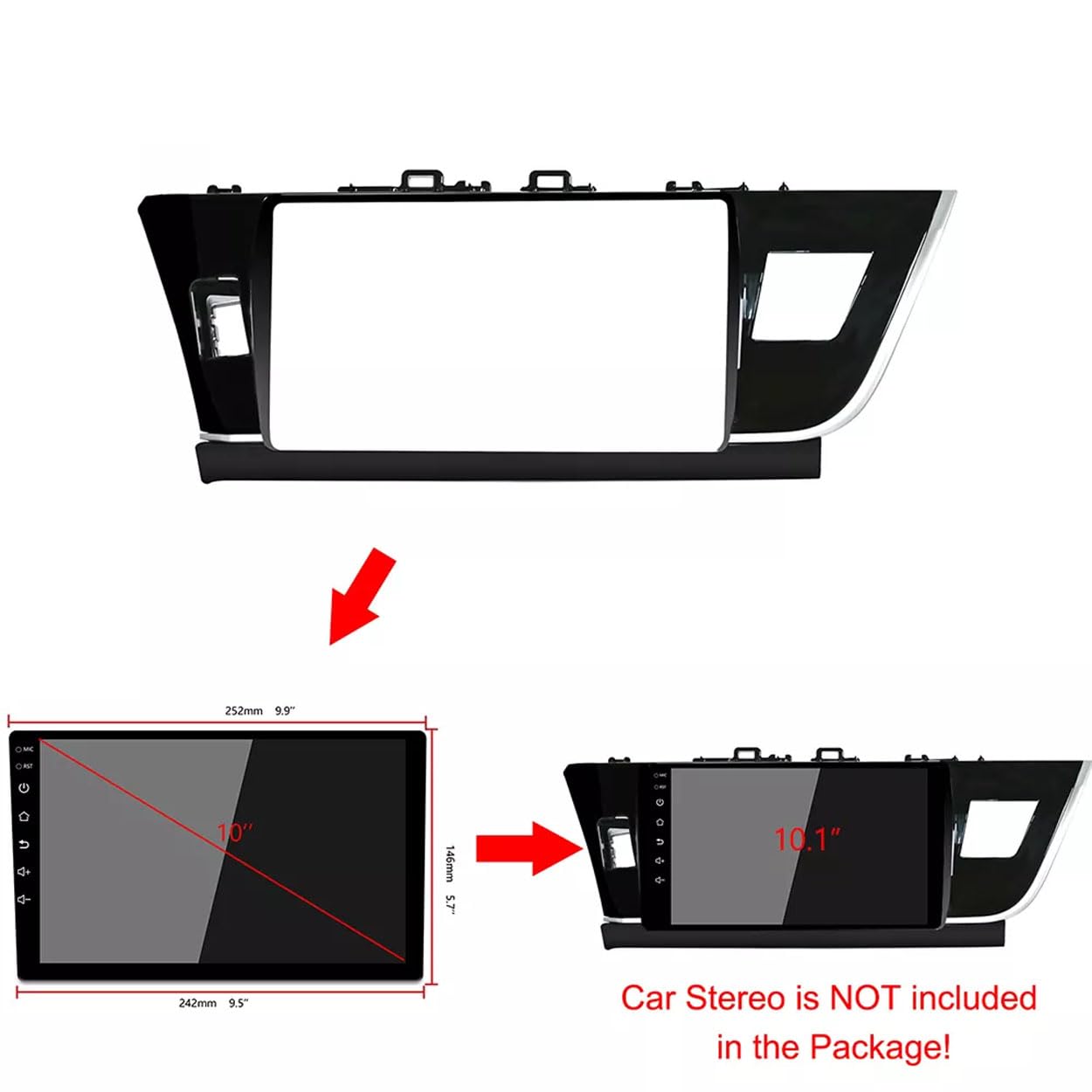 Android Frame 9 inch (Suitable for Base Model Toyota Corolla Altis 2014-2017) Toyota Car Stereo Frame with Wiring