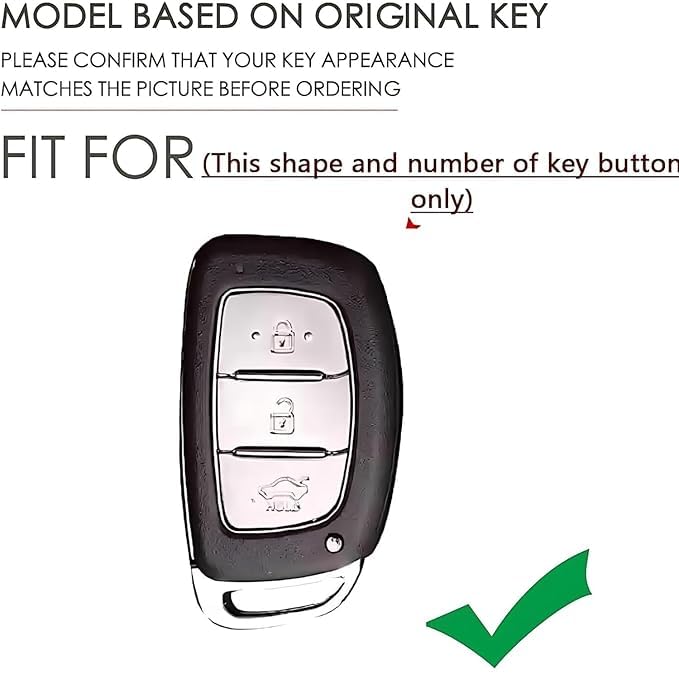 Metal Silicon Smart Key Cover for Hyundai, 3-Button, Compatible with i20, Creta, Venue, Tucson, Alcazar, Verna, Xcent, Aura, Elantra | Glow in Low-Light