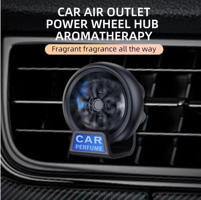 Car Air Freshener AC Vent Clip, Wheel Hub Design | ABS+Alloy Material | Auto wheel rotate - Red