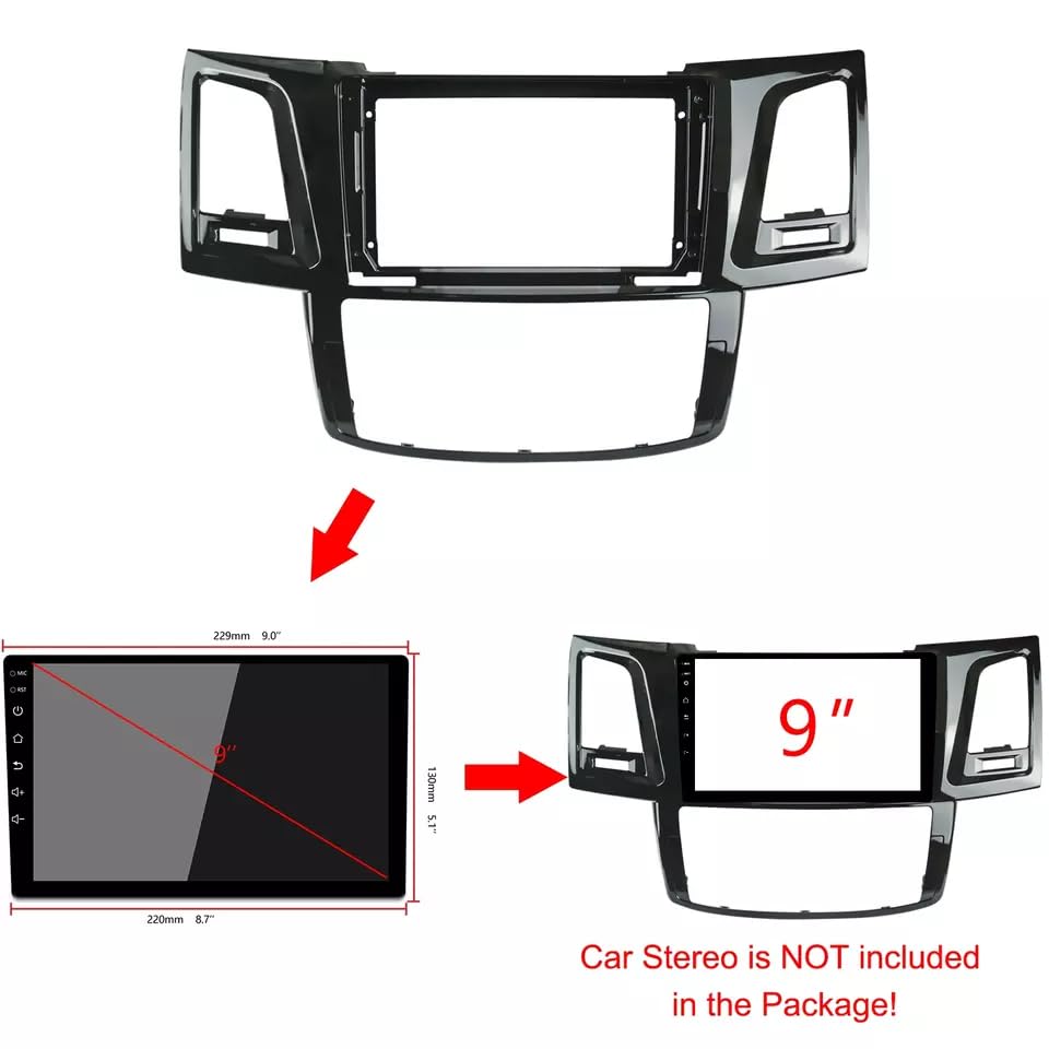 Android Frame 9 inch (Suitable for Base Model Toyota Fortuner 2008-2015) Toyota Car Stereo Frame with Wiring