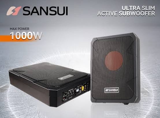 Sansui EGON-1000 Active Underseat Subwoofer | 10 Inch Ultra Slim Powered Subwoofer | 1000W Max Power