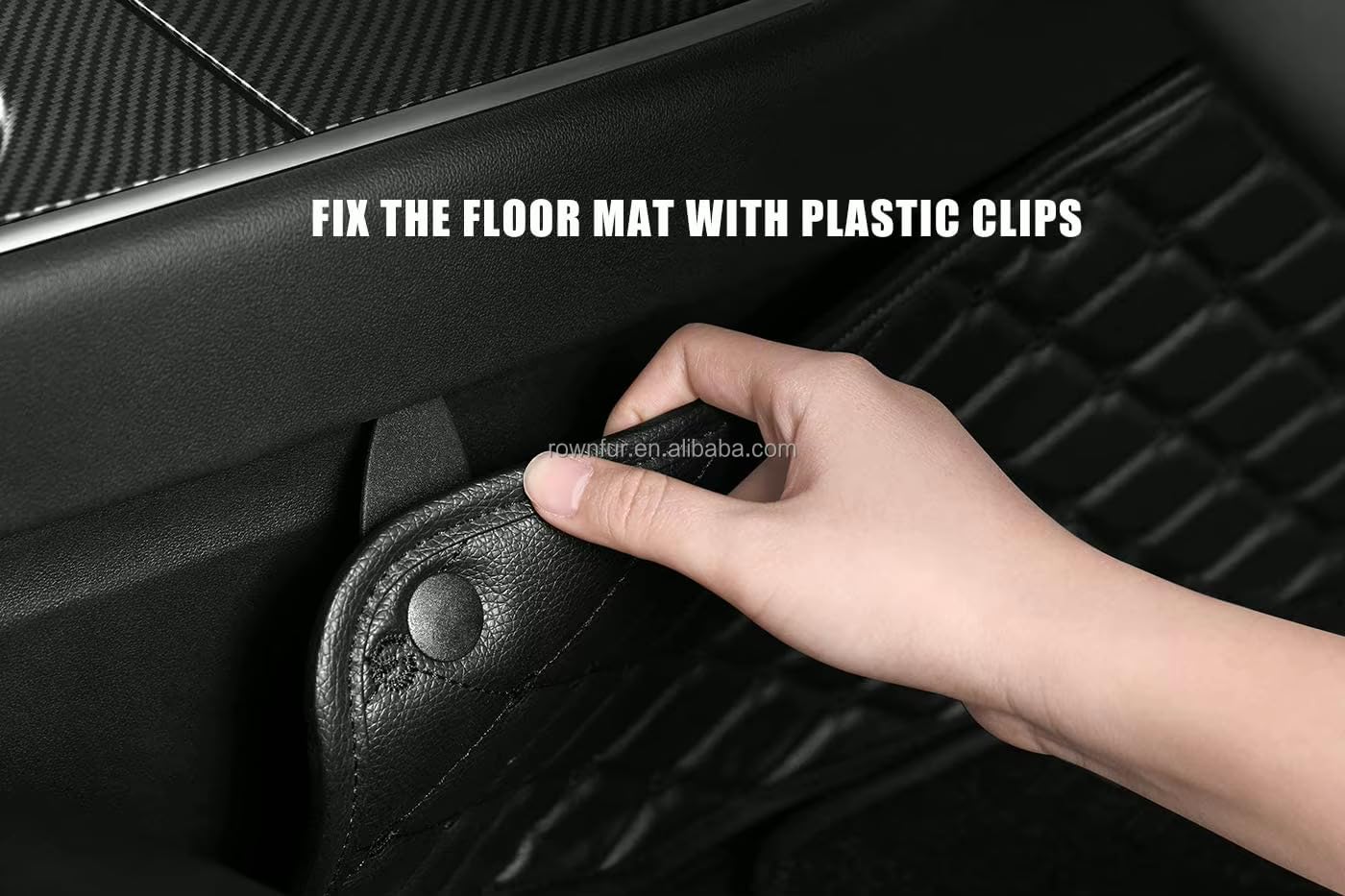 Faux Leather, Nylon 7D Car Floor Mats Compatible with Mahindra XUV 3XO 2024 Onwards, (Black with beige stitch)