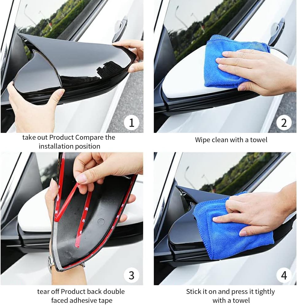 Batman Style Car Mirror Cover | Compatible with Volkswagen Polo (2015+), Vento & Ameo | Gloss Black |Set of 2
