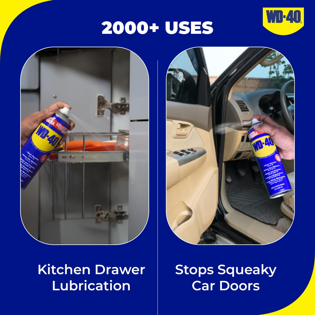 WD-40, Multipurpose Spray, Cleans Bike Chains, Squeak Noise Remover, Stain Remover, and Cleaning Agent, 170g