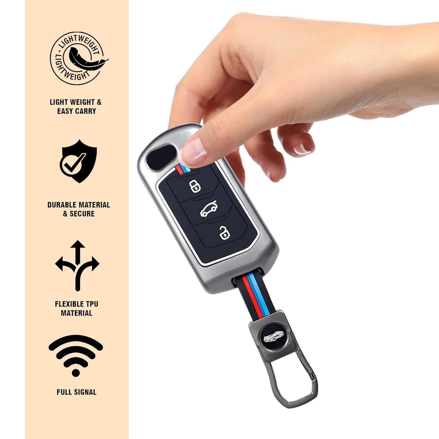 Metal Key Cover Compatible with Mahindra Scorpio, Marazzo | XUV 300, XUV 700 | XUV 400 EV | Bolero | Thar | TUV 3 Button Flip Key