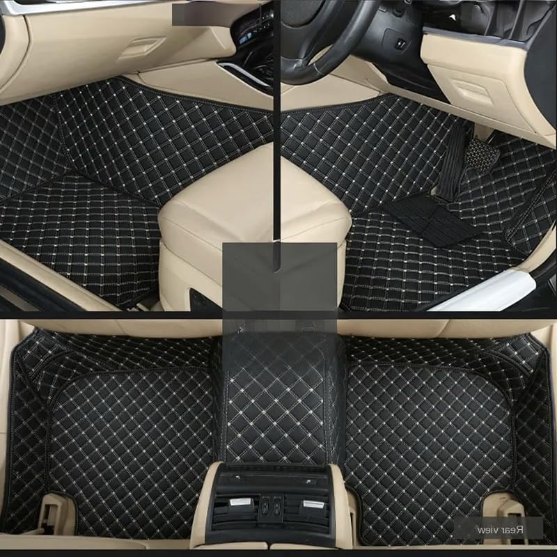 Faux Leather, Nylon 7D Car Floor Mats Compatible with Mahindra XUV 3XO 2024 Onwards, (Black with beige stitch)