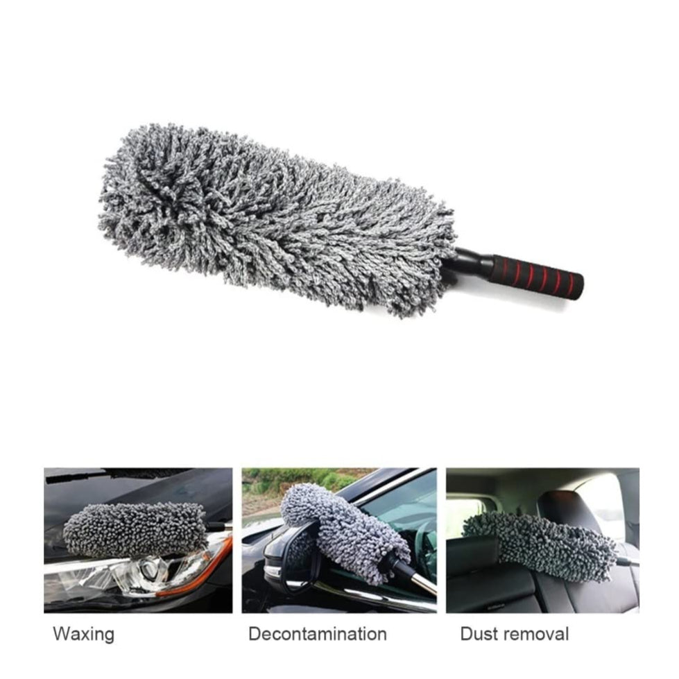 Car Duster Multipurpose Microfiber Cylindrical Wash Brush Solar Panel Cleaner Vehicle Interior and Exterior Cleaning Kit with Extendable Handle for Car, Bike