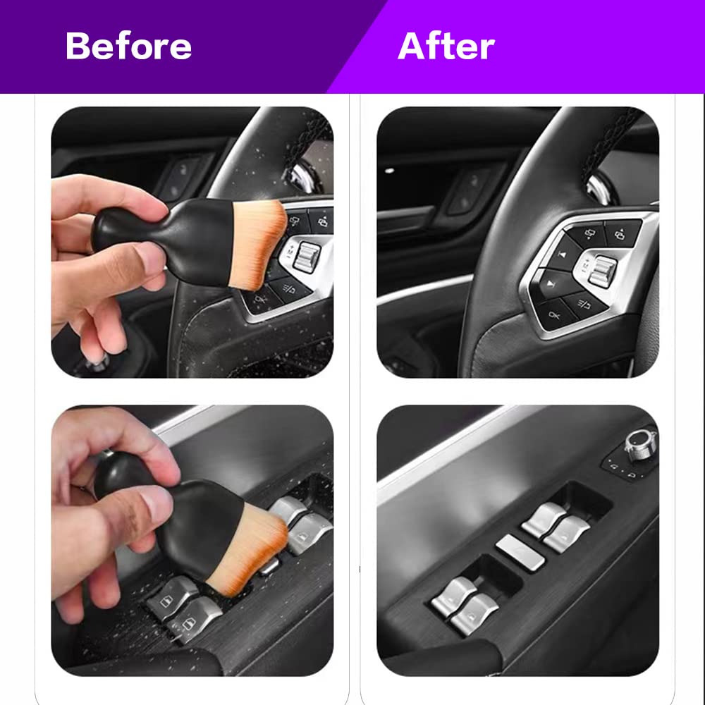 Car Interior Dust Brush,Auto Detailing Brushes,Soft Bristle Cleaning Brush,Car Detailing Brush Dusting Tool for Air Conditioner Vents, Leather,Leather,Scratch Free