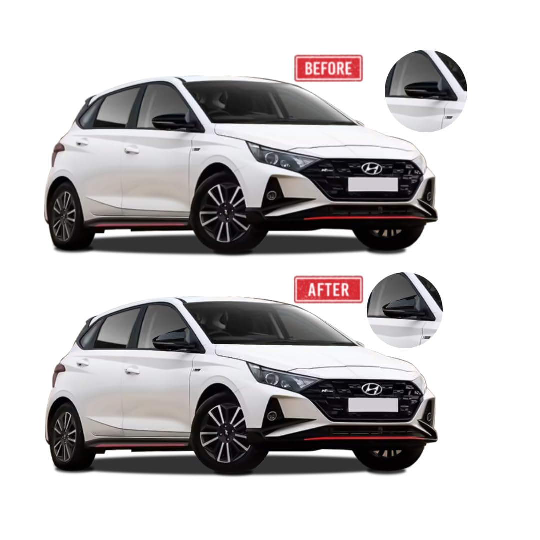 Batman Style Mirror Covers | Compatible with Hyundai i20 (2022+) | Gloss Black | Set of 2