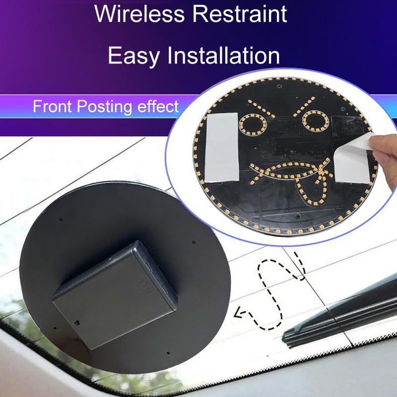 Fun Emoticon LED Light with Remote Control, Car Funny Emoji Light Rear Windows, Super Bright Display, 8 Months Battery Life