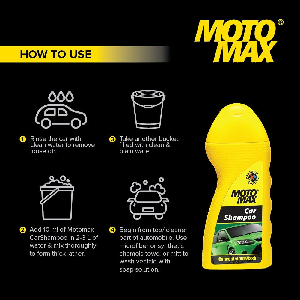 MOTOMAX Car & Bike Shampoo 100 ml | Cleans and Shines Cars, Bike, Motorbikes | Concentrated Washing Liquid for complete Auto Care Care