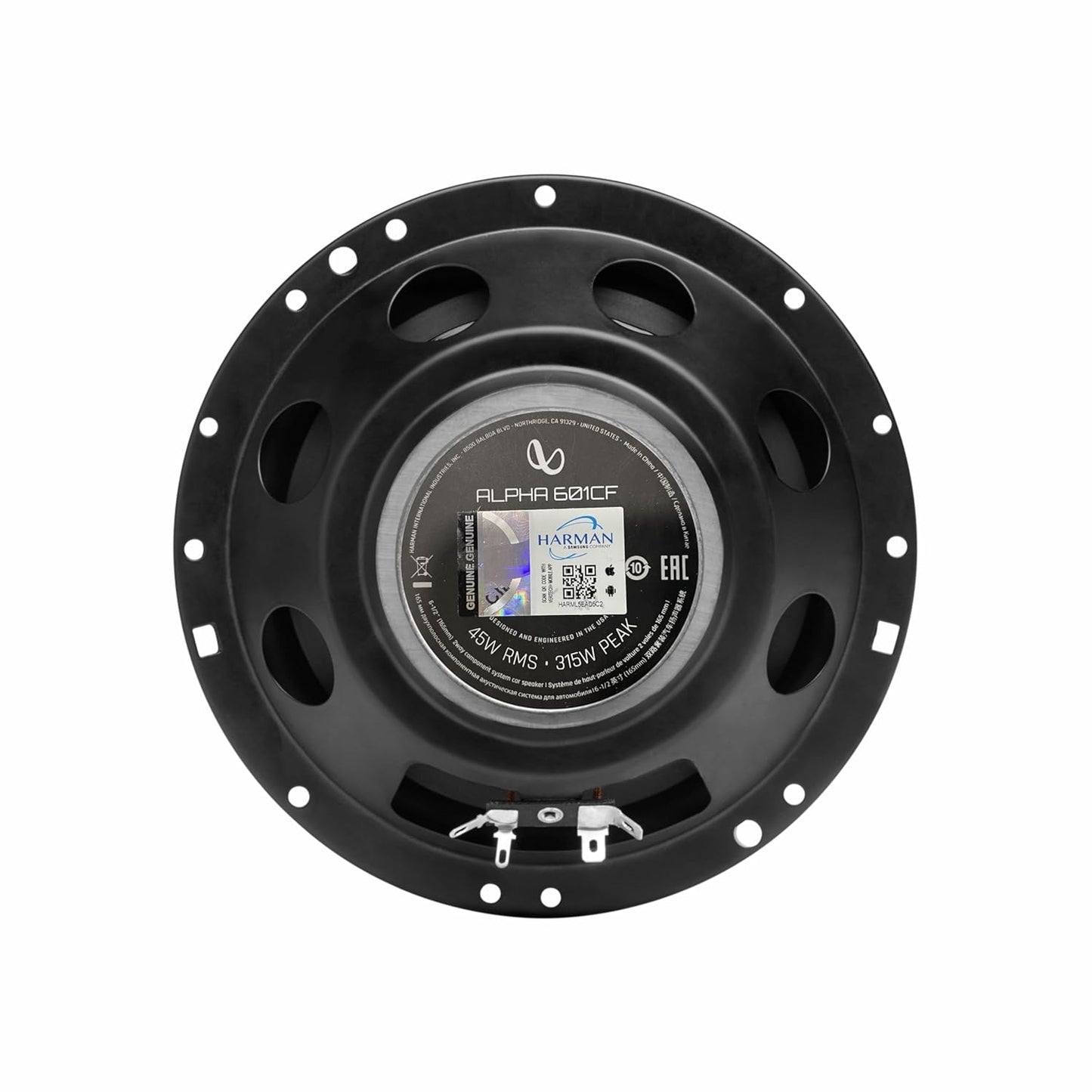 Infinity Car Component Speaker Alpha 601CF | Peak Power - 315W | RMS Power - 45W | 6.5 Inch 2-Way Component Car Speaker (Black)