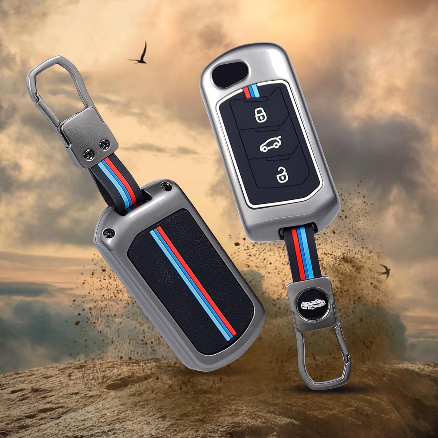 Metal Key Cover Compatible with Mahindra Scorpio, Marazzo | XUV 300, XUV 700 | XUV 400 EV | Bolero | Thar | TUV 3 Button Flip Key