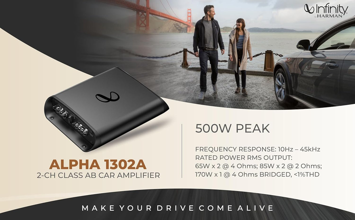 Infinity Car Amplifier Alpha 1302A | 2-Channel Amplifier Power & Precision Sound (Black)