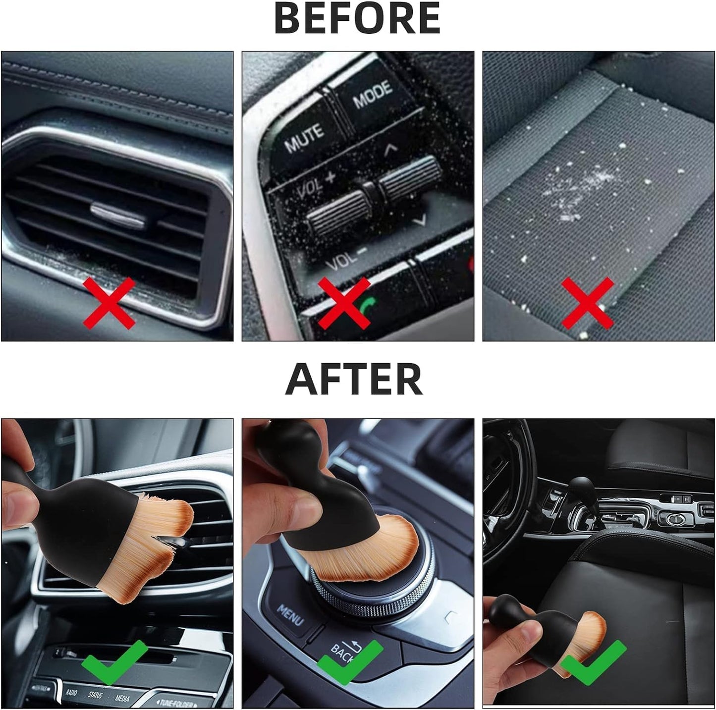 Car Interior Dust Brush,Auto Detailing Brushes,Soft Bristle Cleaning Brush,Car Detailing Brush Dusting Tool for Air Conditioner Vents, Leather,Leather,Scratch Free