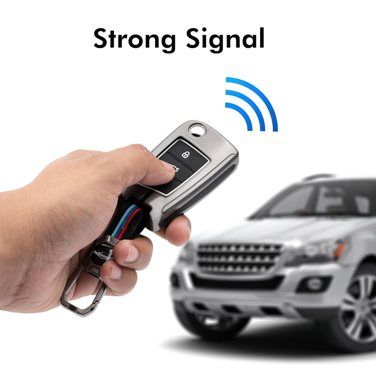 Metal Key Cover Compatible for Skoda & Volkswagen Cars Kylaq | Slavia | Kushaq | Octavia | Virtus | Taigun | Tiguan | T Roc 3 Button Flip Key