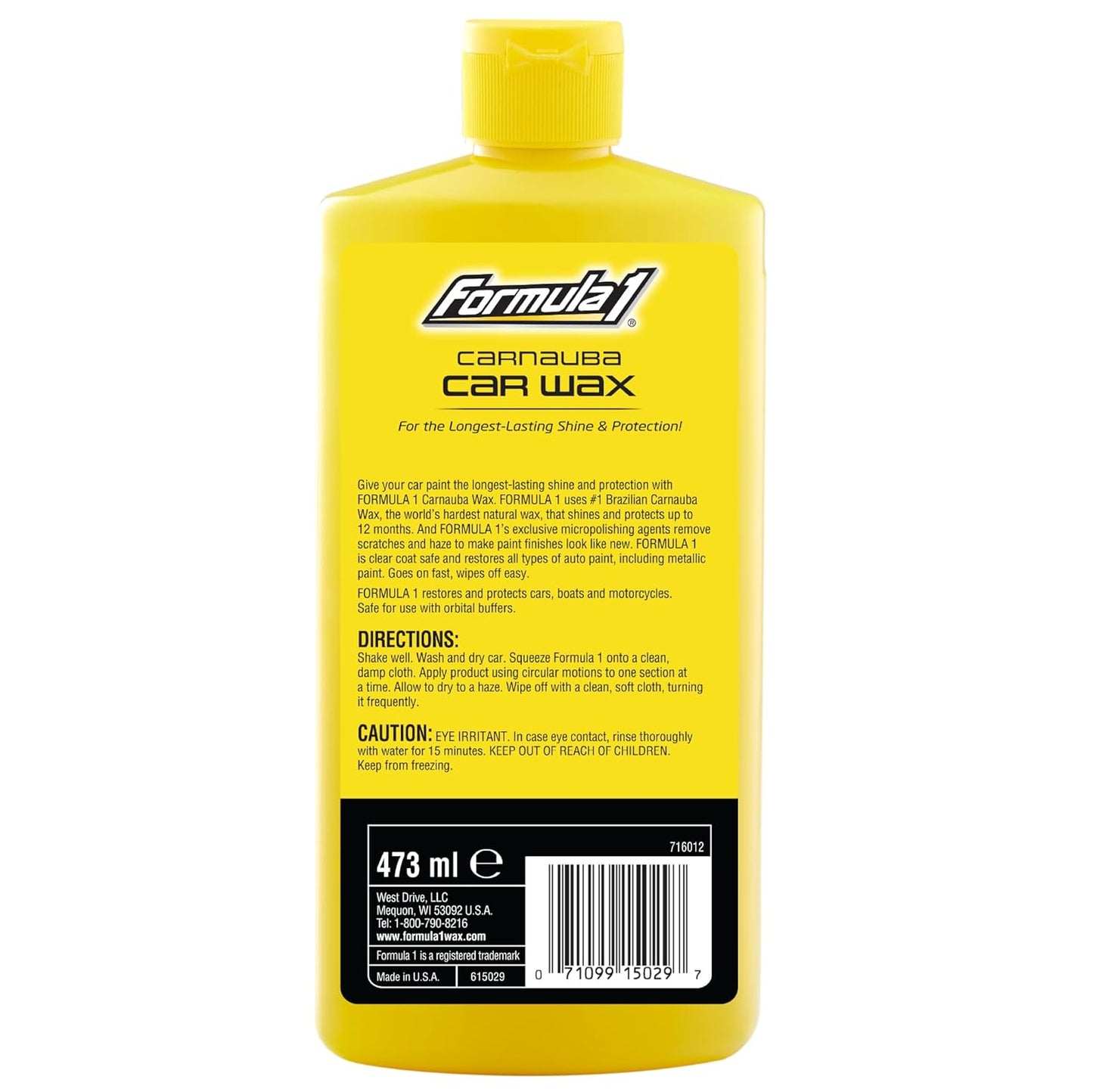 Formula 1 615029 Carnauba Liquid Wax 473 ml – High Gloss Shine & Paint Protection