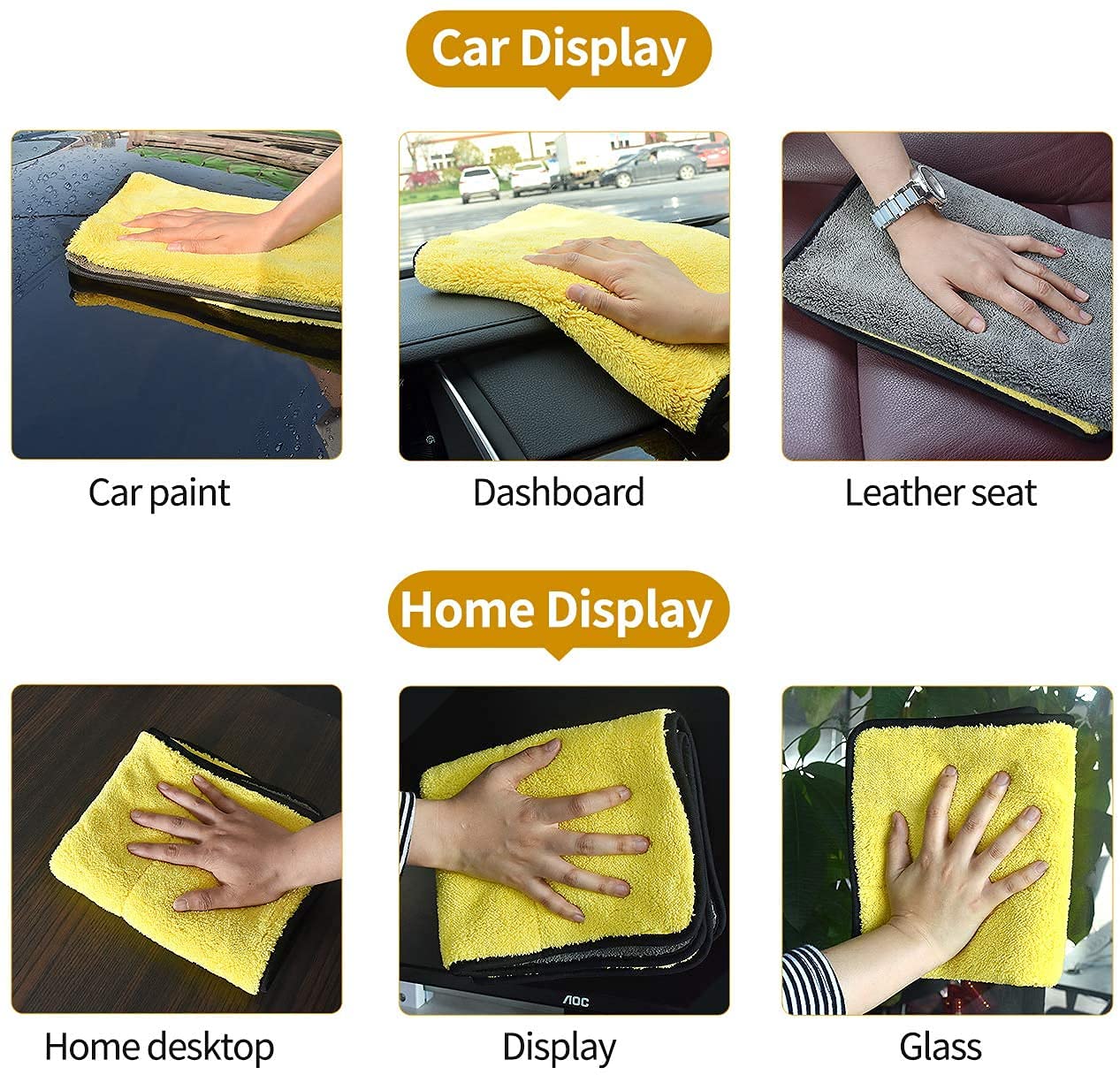 NH ONE Microfiber Cloth 40x40 cm 800 GSM Thick Lint & Streak-Free Multipurpose Cloths Automotive Microfiber Towels for Car Bike Cleaning Washing (Pack of 1 800 GSM)