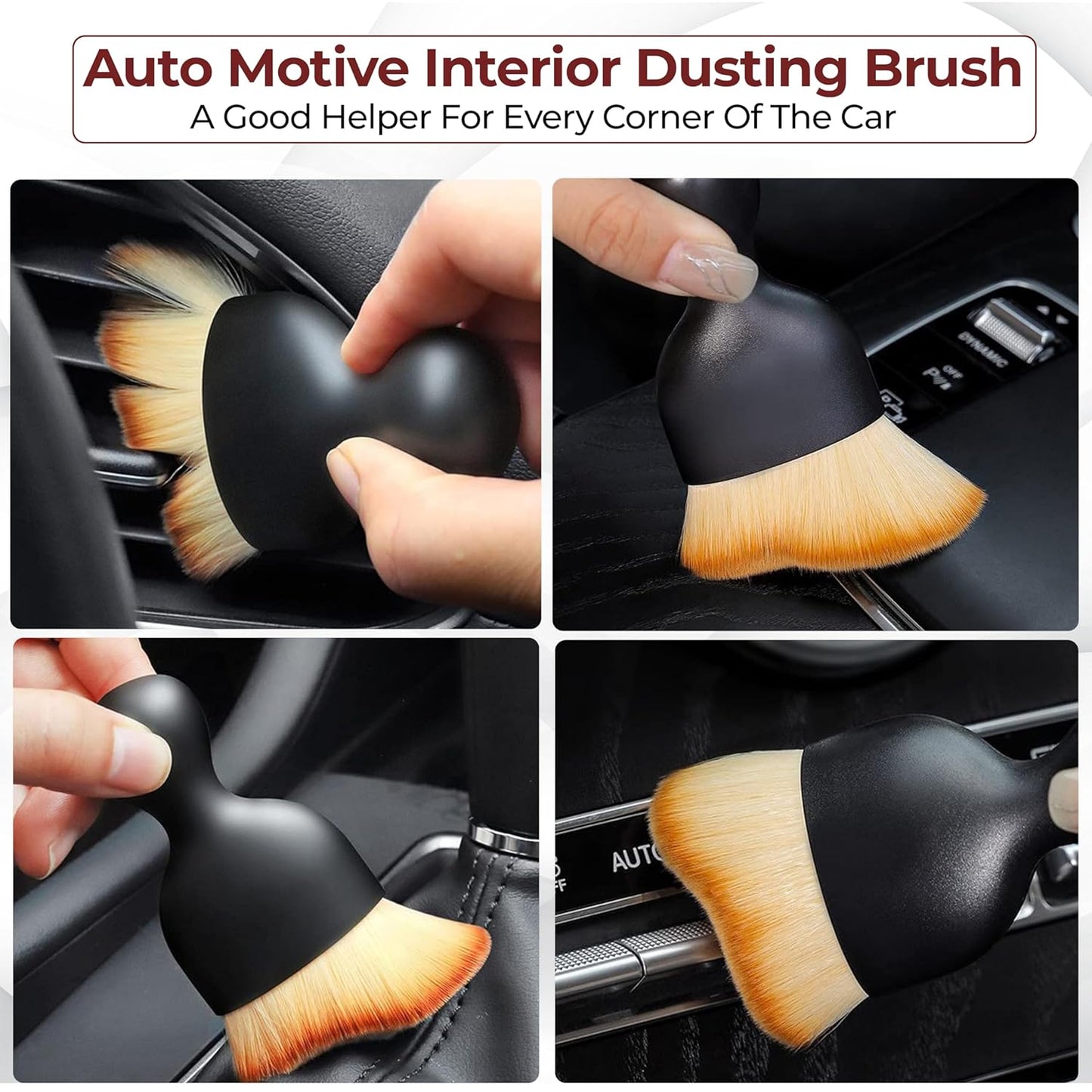 Car Interior Dust Brush,Auto Detailing Brushes,Soft Bristle Cleaning Brush,Car Detailing Brush Dusting Tool for Air Conditioner Vents, Leather,Leather,Scratch Free
