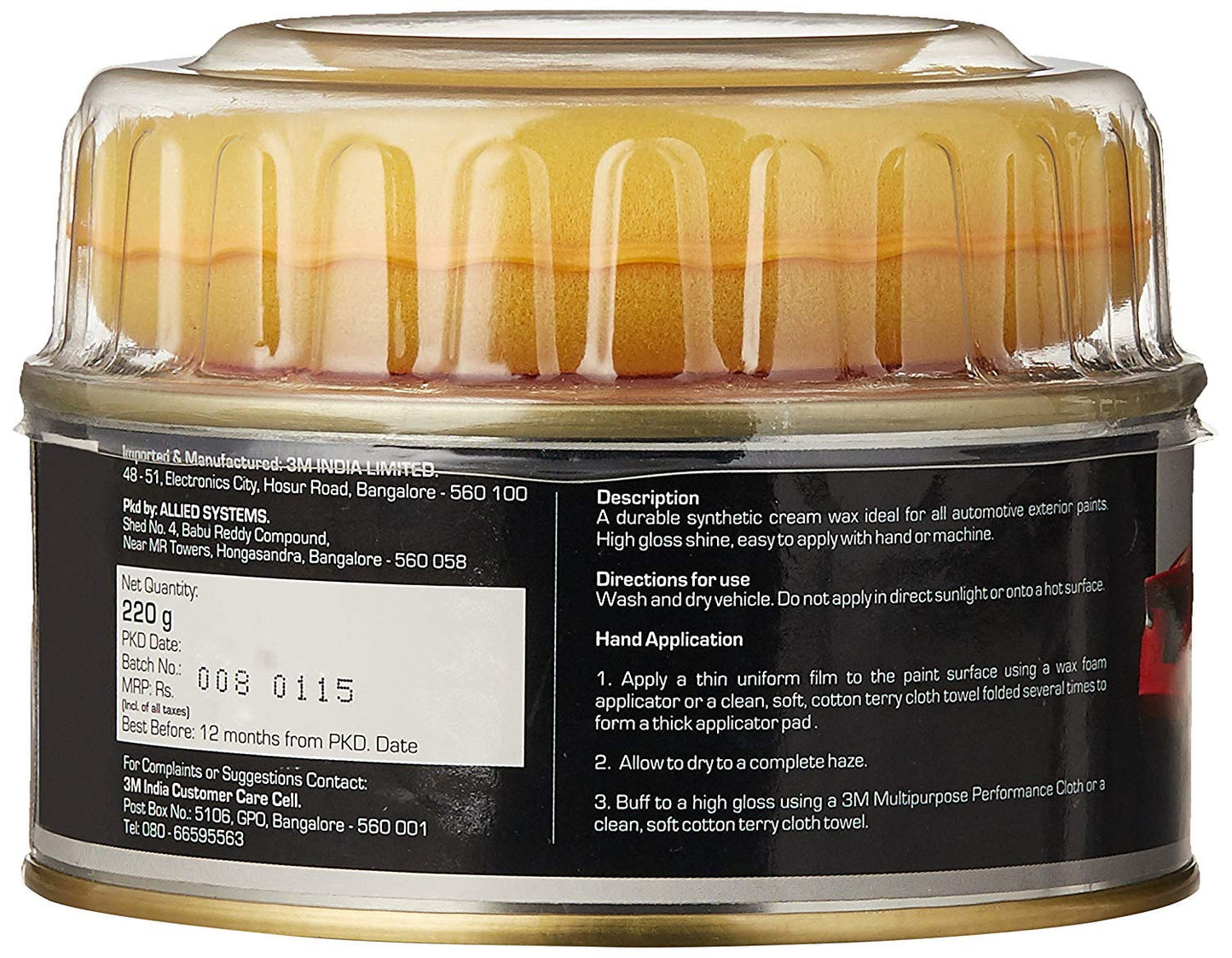 3M Specialty Cream Wax (220 g) high gloss streak free restores shine | Car Body Polish