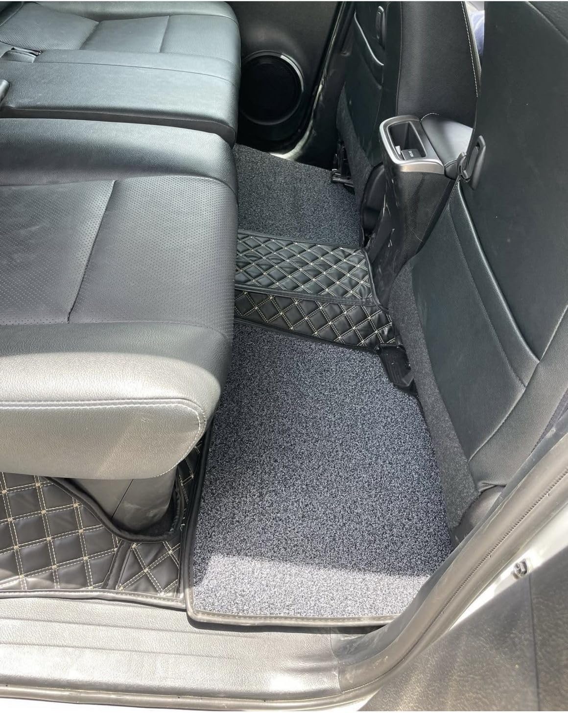 Faux Leather, Nylon 7D Car Floor Mats Compatible with Mahindra XUV 3XO 2024 Onwards, (Black with beige stitch)