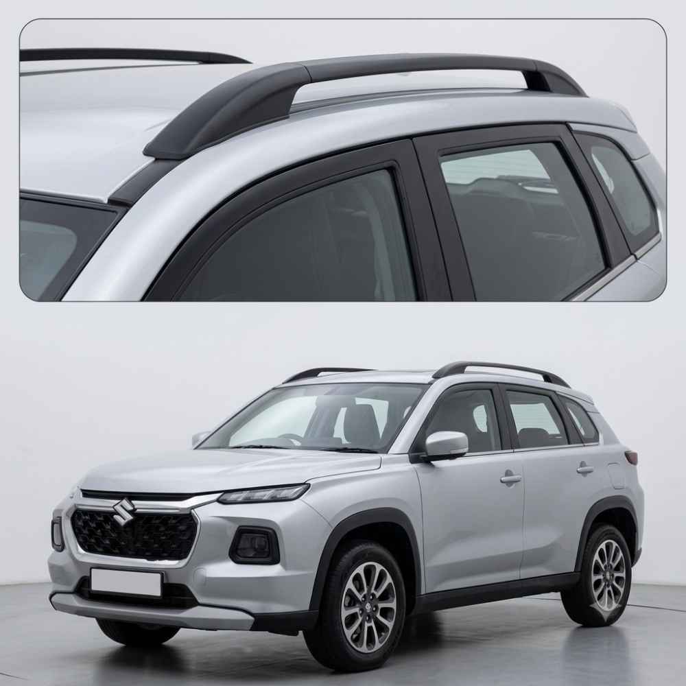 Galio Black Roof Rails for Maruti Suzuki Grand Vitara (2022 Onwards) | Set of 2 | Drill-Free Aesthetic Roof Garnish