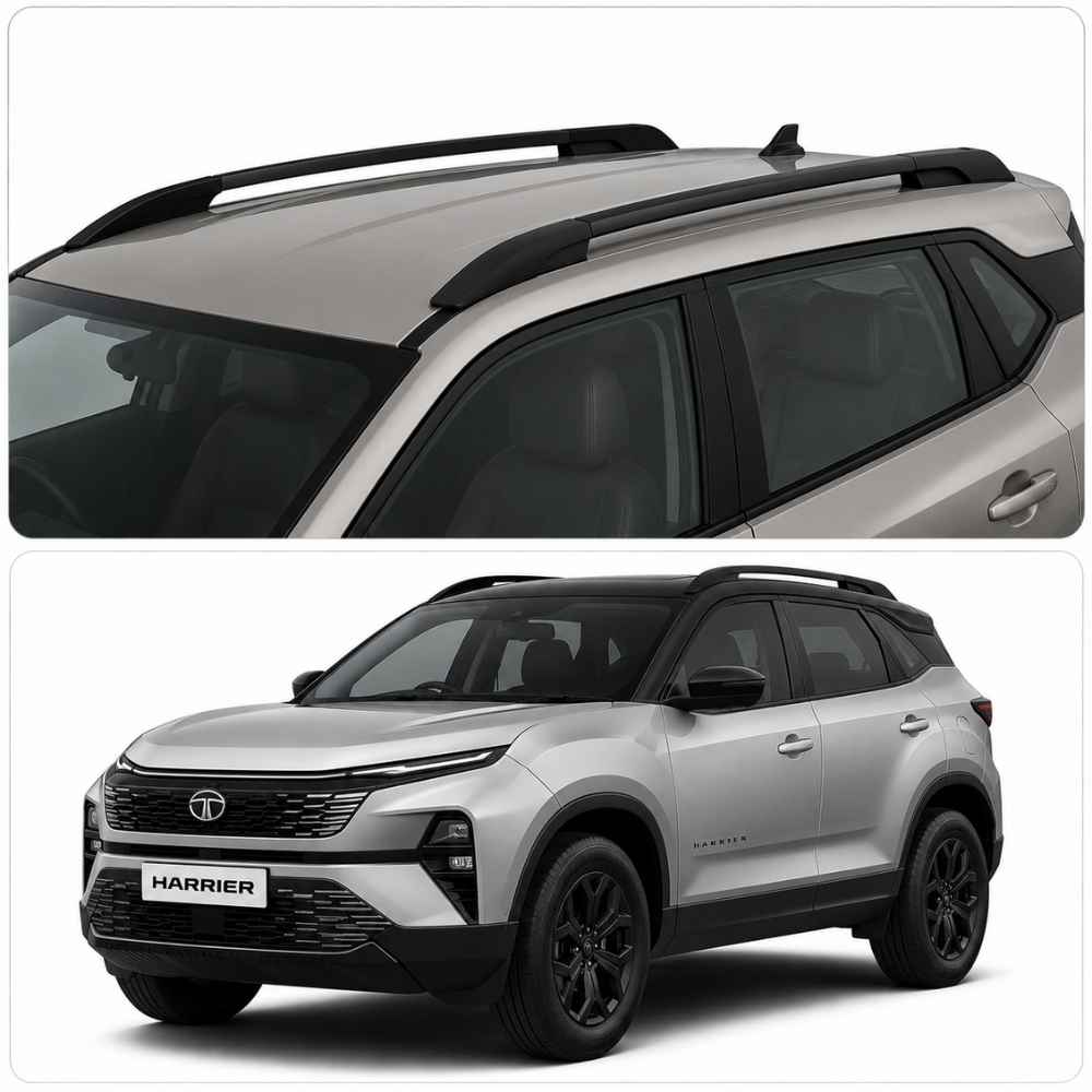 Galio Matte Black Roof Rails for Tata Harrier 2019-2023 and Harrier EV 2025 Onwards | Set of 2 | Drill-Free Aesthetic Roof Styling