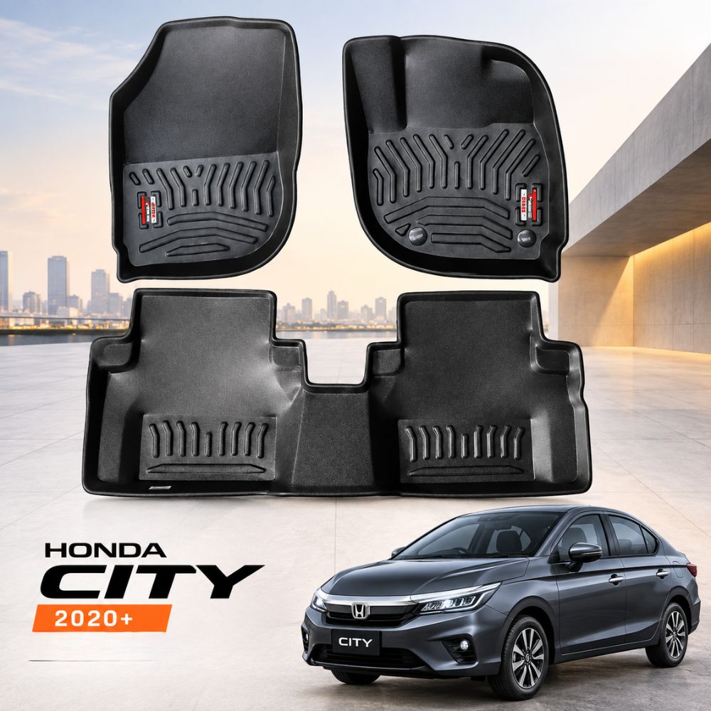 Techo X-Treme TPE Car Floor Mats for Honda City 2020+ Manual & Auto | 2.5mm Tray Design | Set of 3 | OEM Fit