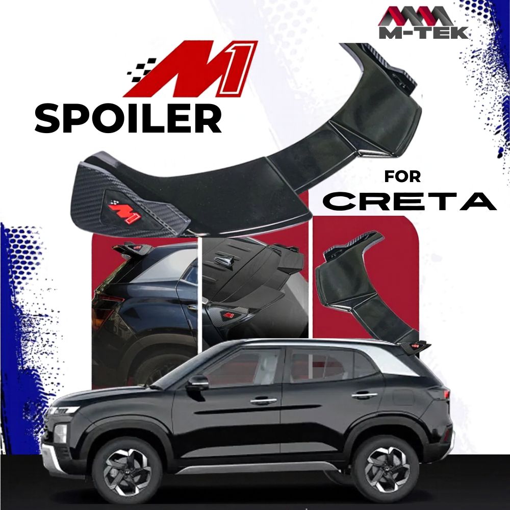 M-Tek M1 Rear Spoiler for Hyundai Creta 2024+ | Premium ABS | Low-Profile Trunk Integration | Reduces Rear Lift | Paint-Ready Finish | Adhesive Mounting