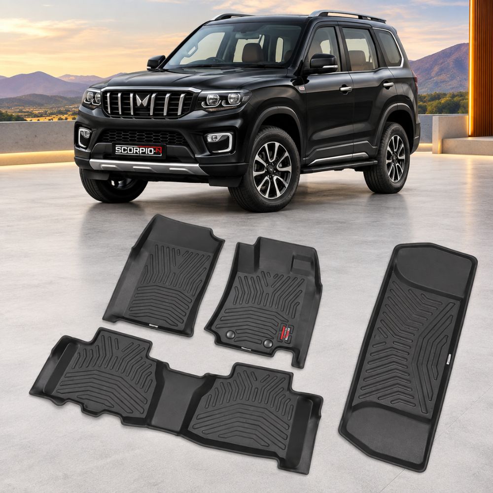 Techo X-Treme TPE Car Floor Mats for Mahindra Scorpio N Automatic 2022+ | 2.5mm Tray Design | Set of 4 | OEM Fit