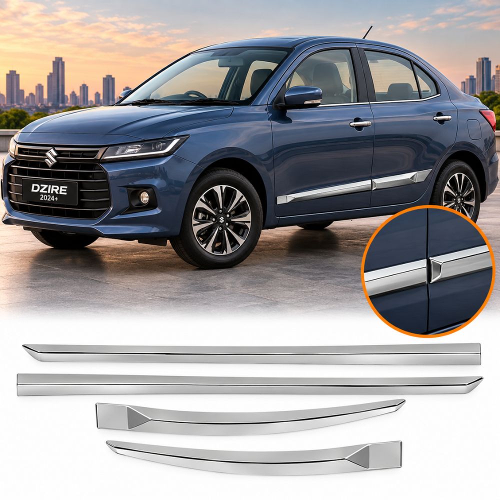 Techo Door Beading Maruti Dzire 2024+ Full Chrome Set of 4