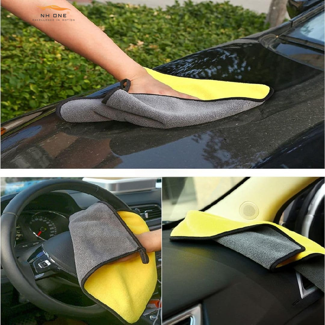 NH ONE Microfiber Cloth 40x40 cm 800 GSM Thick Lint & Streak-Free Multipurpose Cloths Automotive Microfiber Towels for Car Bike Cleaning Washing (Pack of 1 800 GSM)