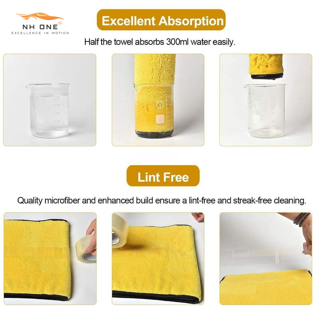 NH ONE Microfiber Cloth 40x40 cm 800 GSM Thick Lint & Streak-Free Multipurpose Cloths Automotive Microfiber Towels for Car Bike Cleaning Washing (Pack of 1 800 GSM)