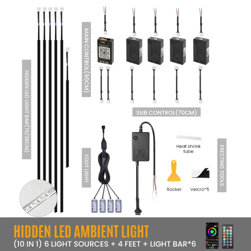 Cardi K3 Ultra Ambient Lights for Car Interior – 18 Pieces