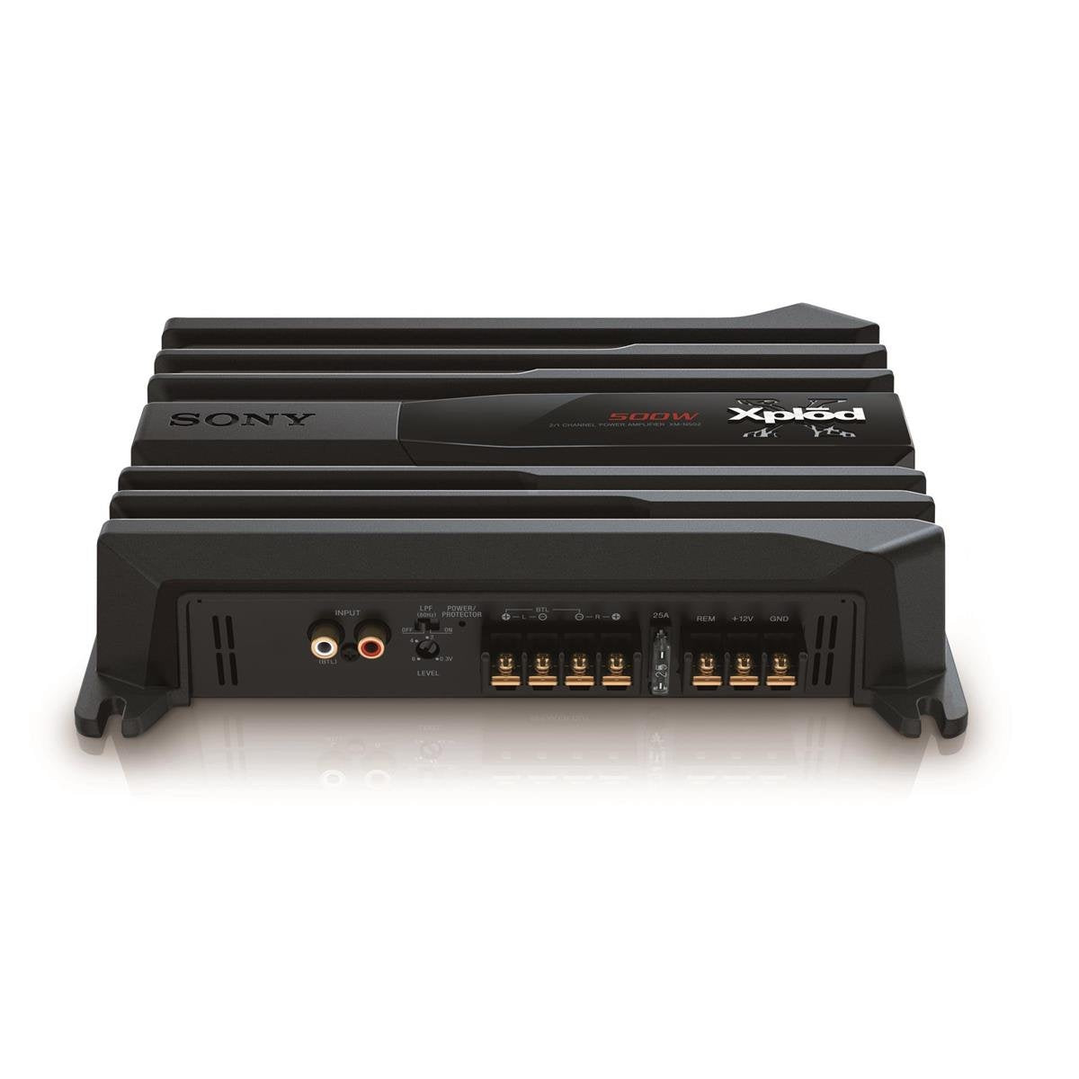 Sony XM-N502 500W 2-Channel Car Amplifier with Automatic Thermal Control and 65W x 2 Rated Power.