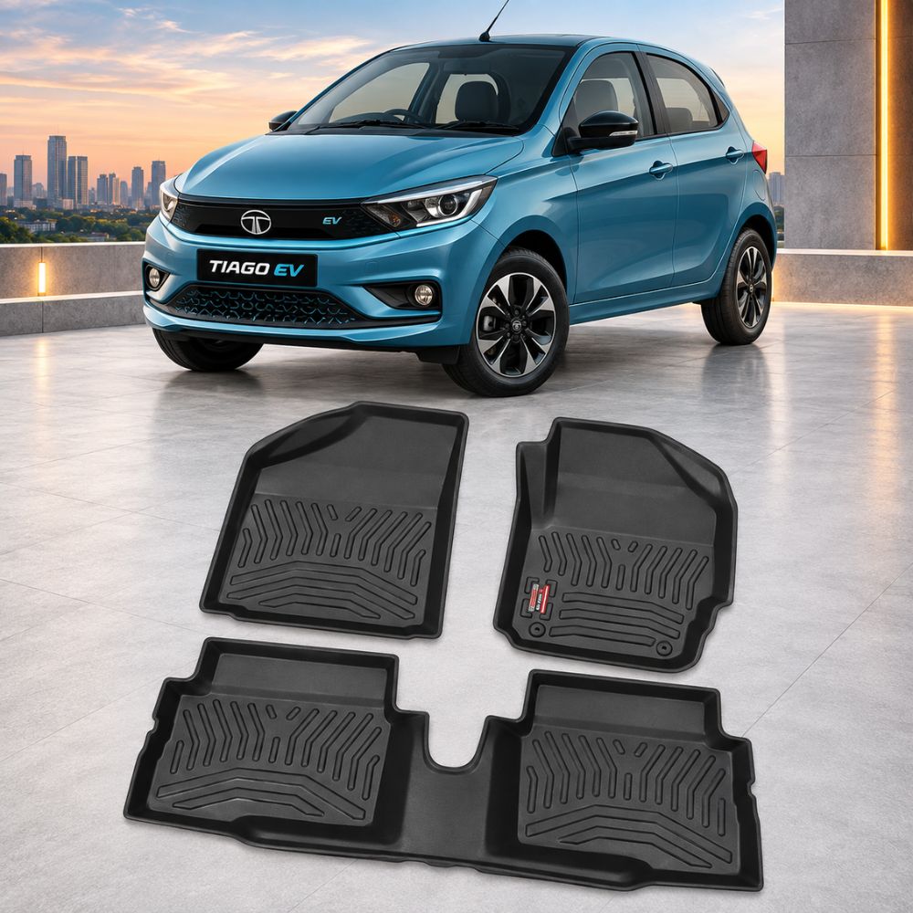 Techo X-Treme TPE Car Floor Mats for Tata Tiago EV 2022+ | 2.5mm Tray Design | Set of 3 | OEM Fit