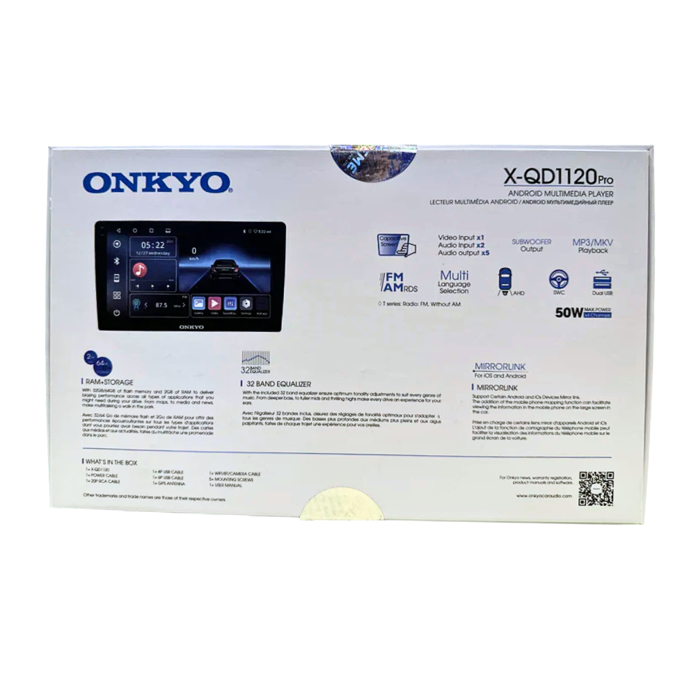 Onkyo X-QD1120 Pro Android Stereo (4GB RAM / 64GB Storage) with AHD Camera