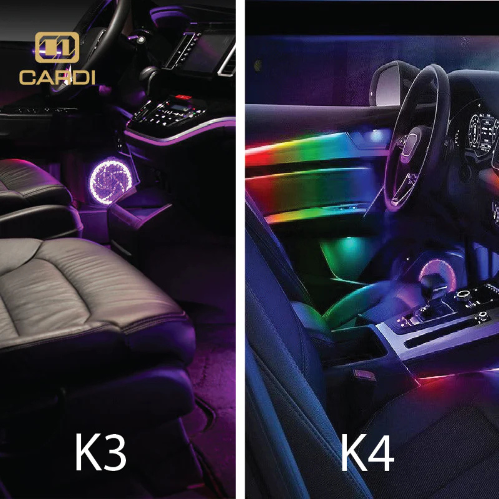 CARDI K4 | Interior Ambient Lighting Kit | 22-in-1 | App & Remote Control | Universal Fit