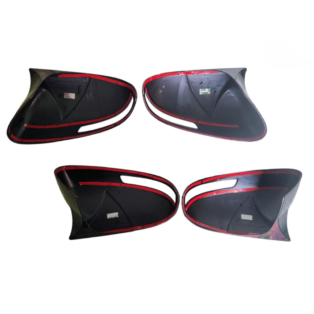 Batman Style Mirror Covers | Compatible with Maruti Suzuki Brezza (2015–2025) | Gloss Black | Set of 2