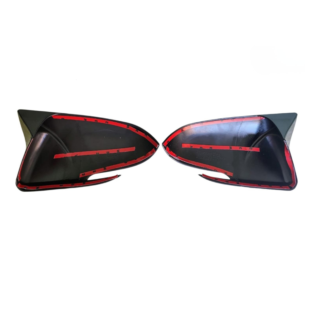 Batman Style Mirror Covers | Compatible with Kia Seltos (2019–2023) | Gloss Black | Set of 2