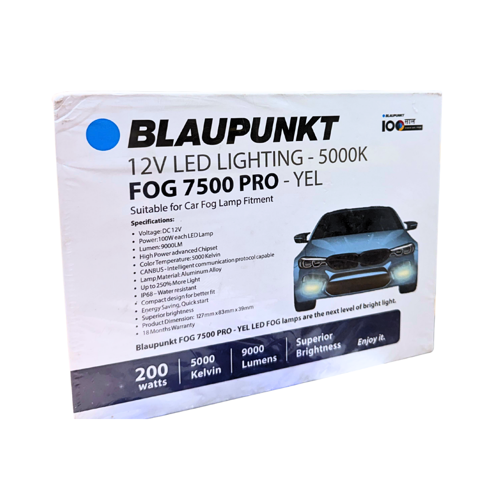 Blaupunkt FOG 7500 PRO YEL Auxiliary LED Fog Lamps | 100W Each | 9000 Lumens | 5000K Yellow Light | CANBUS Compatible