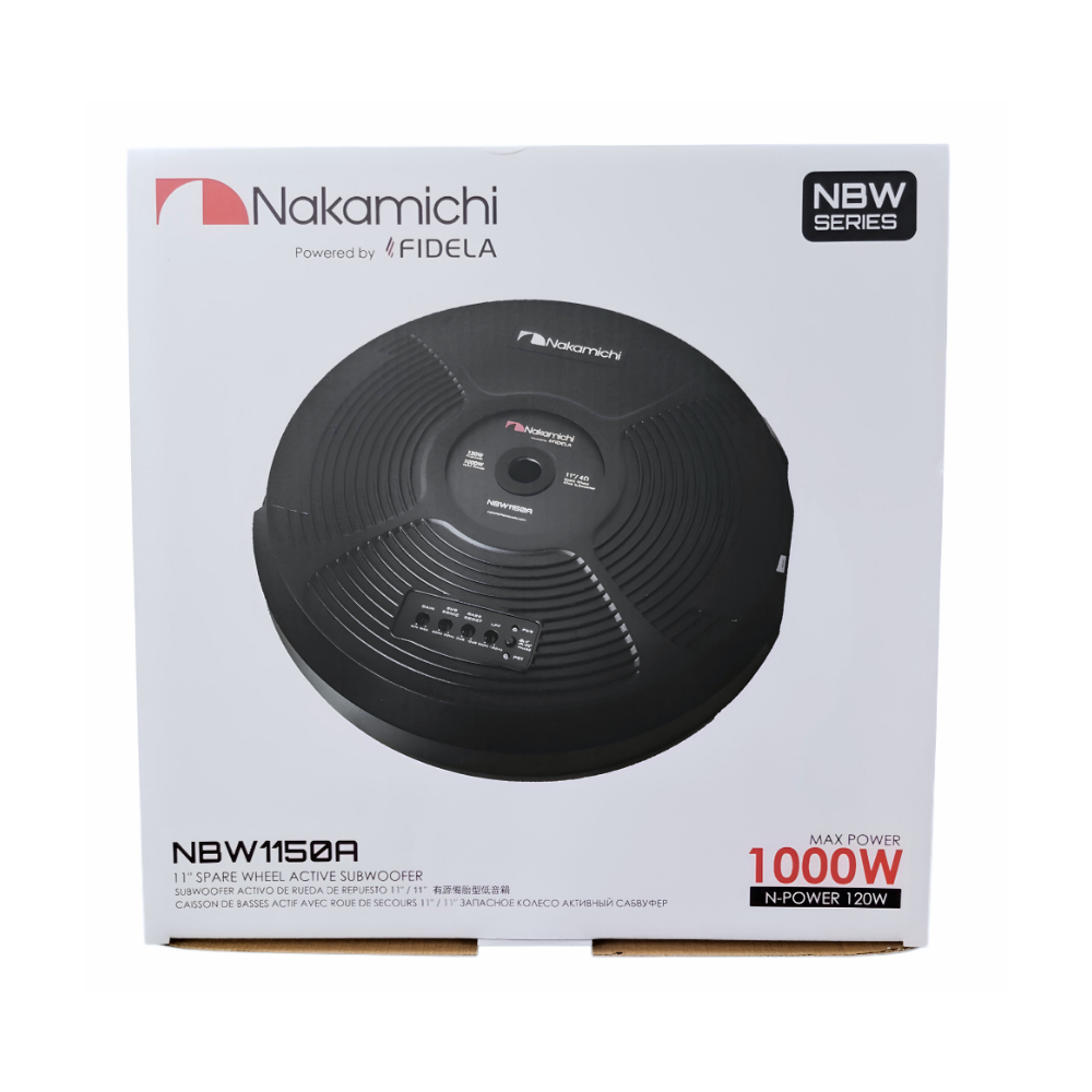 Nakamichi NBW1150A Spare Wheel Active Subwoofer with Built-in Amplifier | 11 Inch | 1000W Max Power