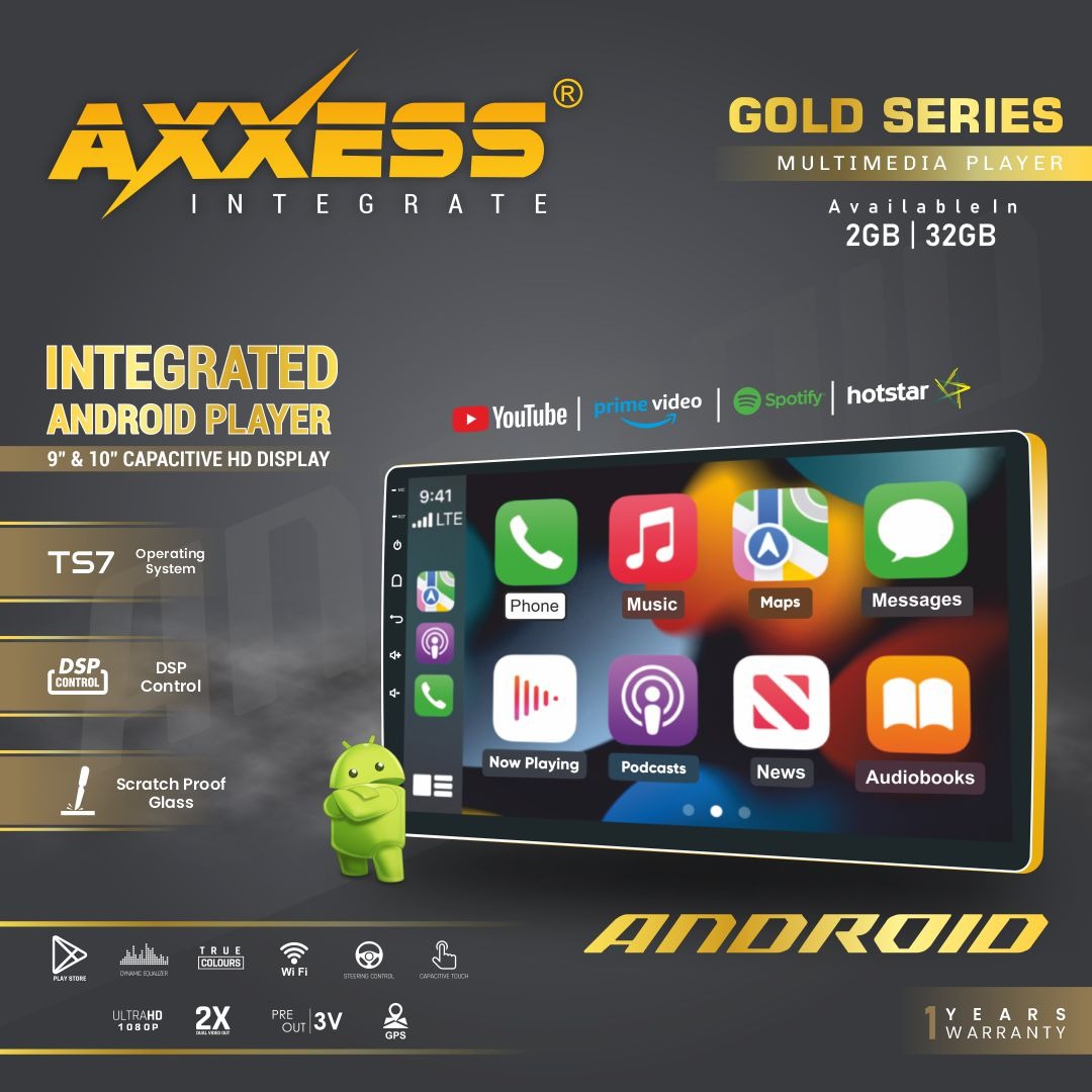 Axxess Universal Android 9-Inch Touchscreen Double DIN Car Stereo Player | 2GB RAM + 16GB ROM | Navigation, GPS, Wi-Fi, Bluetooth, Full HD 1080P